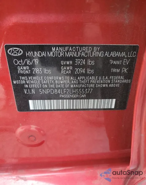2020 Hyundai Elantra Sel from USA, damaged, VIN 5NPD84LF2LH555377